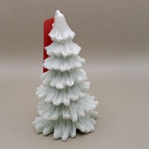 Festive White Holiday Tree Candle